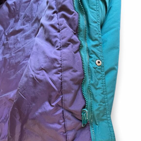 Vintage 90s CB Sports Parka Puffer Jacket Green Purple L Winter Spring Ski Gorp - Picture 10 of 14
